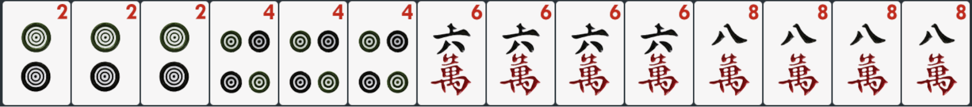 Mah Jongg hand with even numbers in 2 suits
