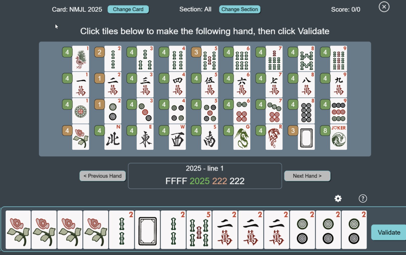 Make a Hand Mah Jongg Exercise